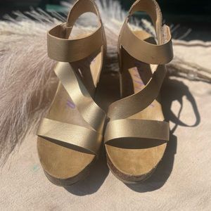 Blowfish gold strap heels